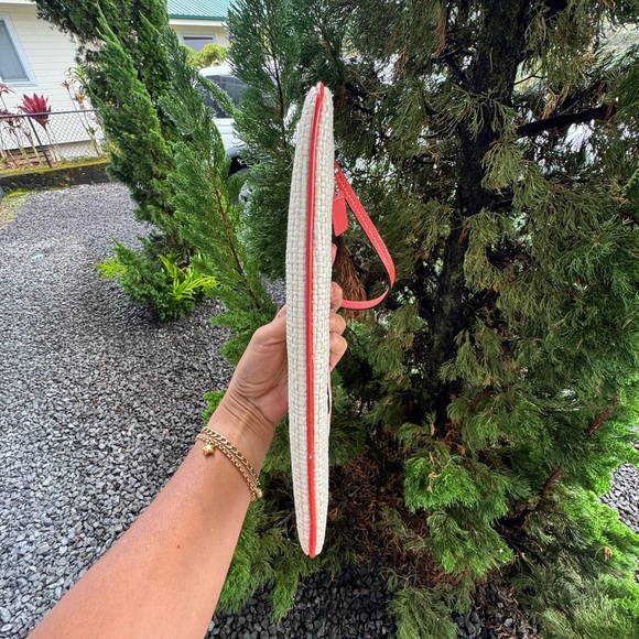 Coach Straw Butterfly Wristlet Pouch – Coral Trim - Picture 8 of 10